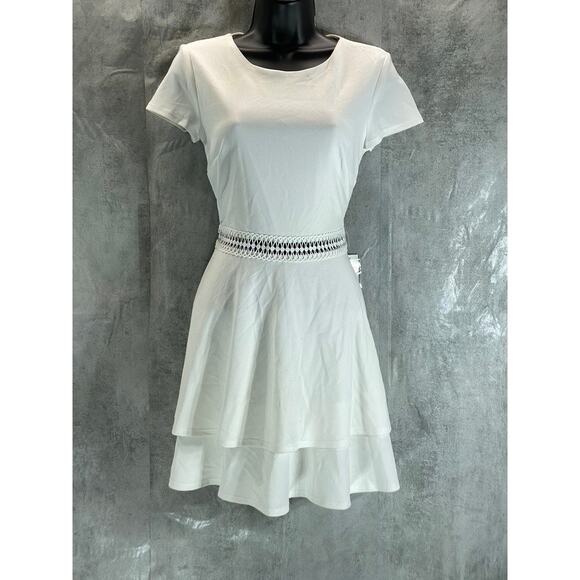 B. Darlin Dresses & Skirts - B. DARLIN Juniors' Off-White Tiered Crochet-Trim Fit & Flare Mini Dress SZ 5/6